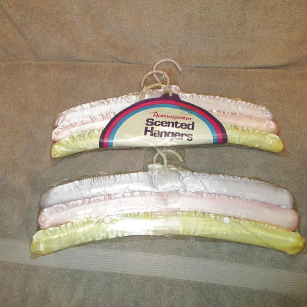 Vtg Satin Padded Hangers Set Of 6 Princess Boudoir Lingerie Bridal Purple NEW